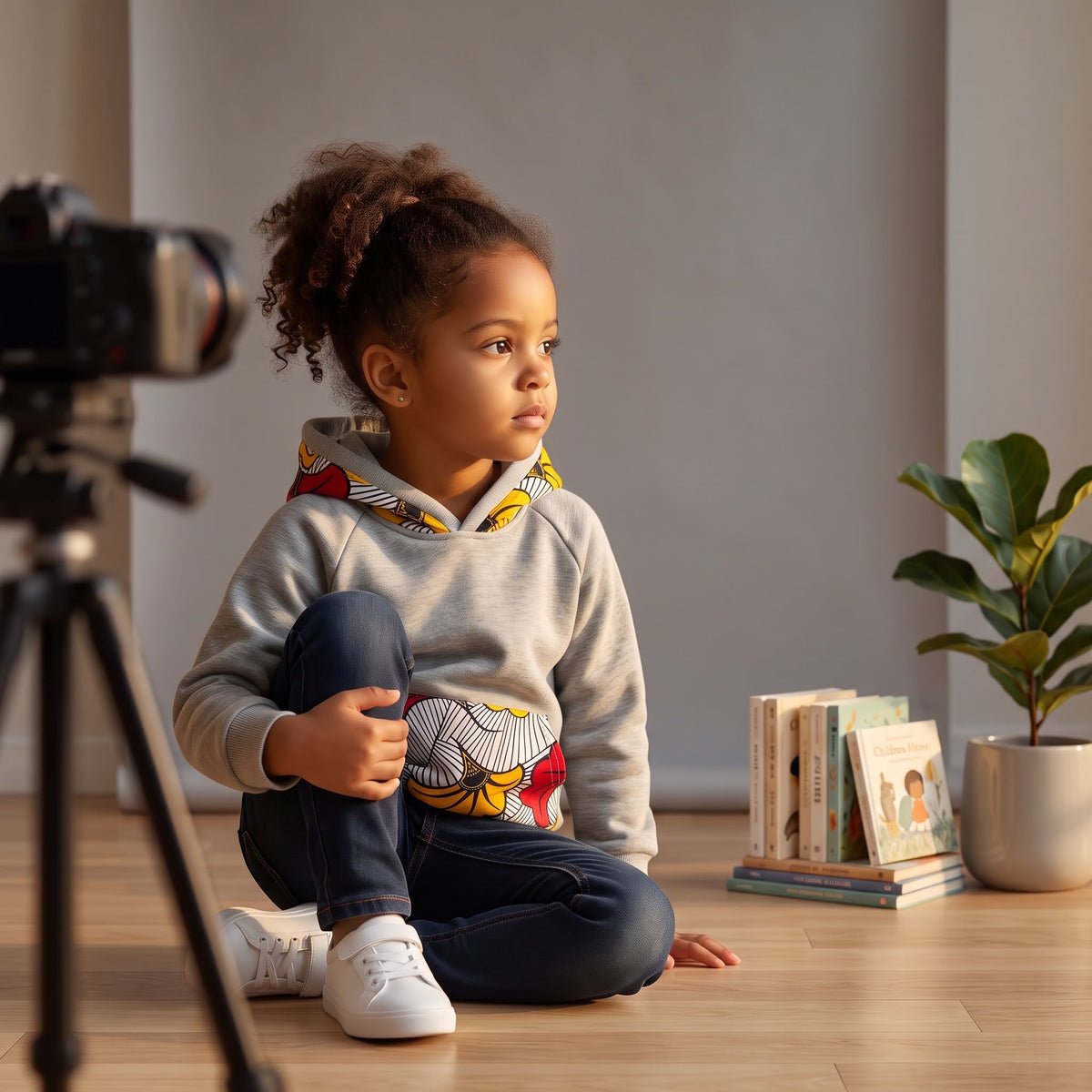 Sweat-shirt mixte enfant fait main, customisé en wax fleuri inspiré des tissus de mariage