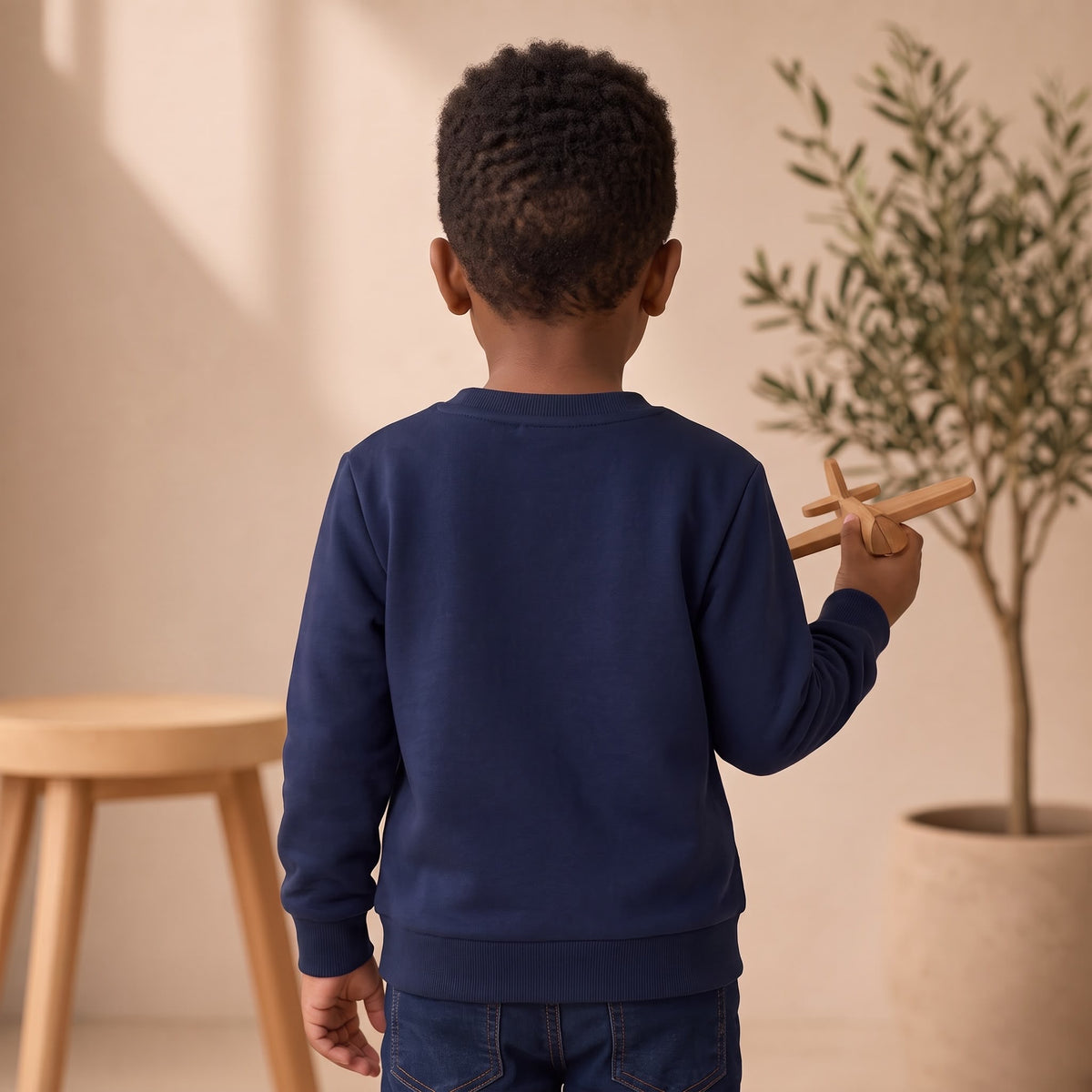 Sweat-shirt mixte enfant MBEMA Bleu Wax Afro Moderne – 2 à 12 ans (Fait Main)