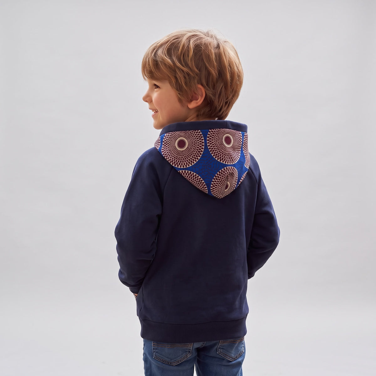 Sweat-shirt enfant à capuche MBEMA – Fait main – Coton 100 % doux et wax coloré – Mixte 4 à 14 ans