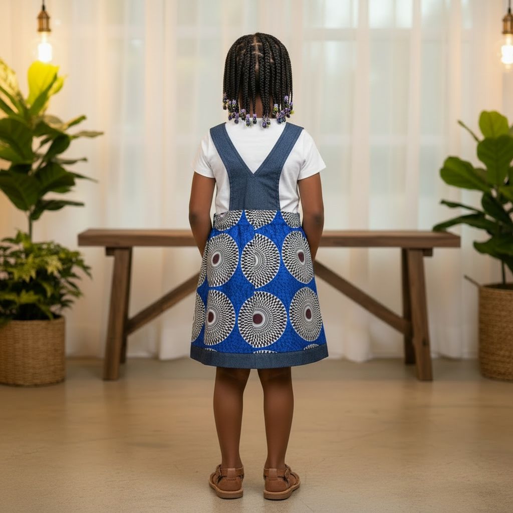 Salopette wax fille MBEMA - tenue africaine enfant