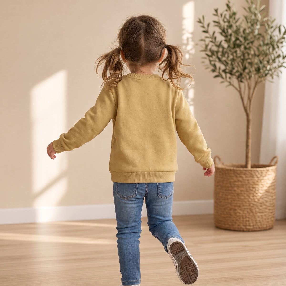 Sweat-shirt mixte MPESA enfant  – Coton moutarde afro-moderne. De 2 à 12 ans