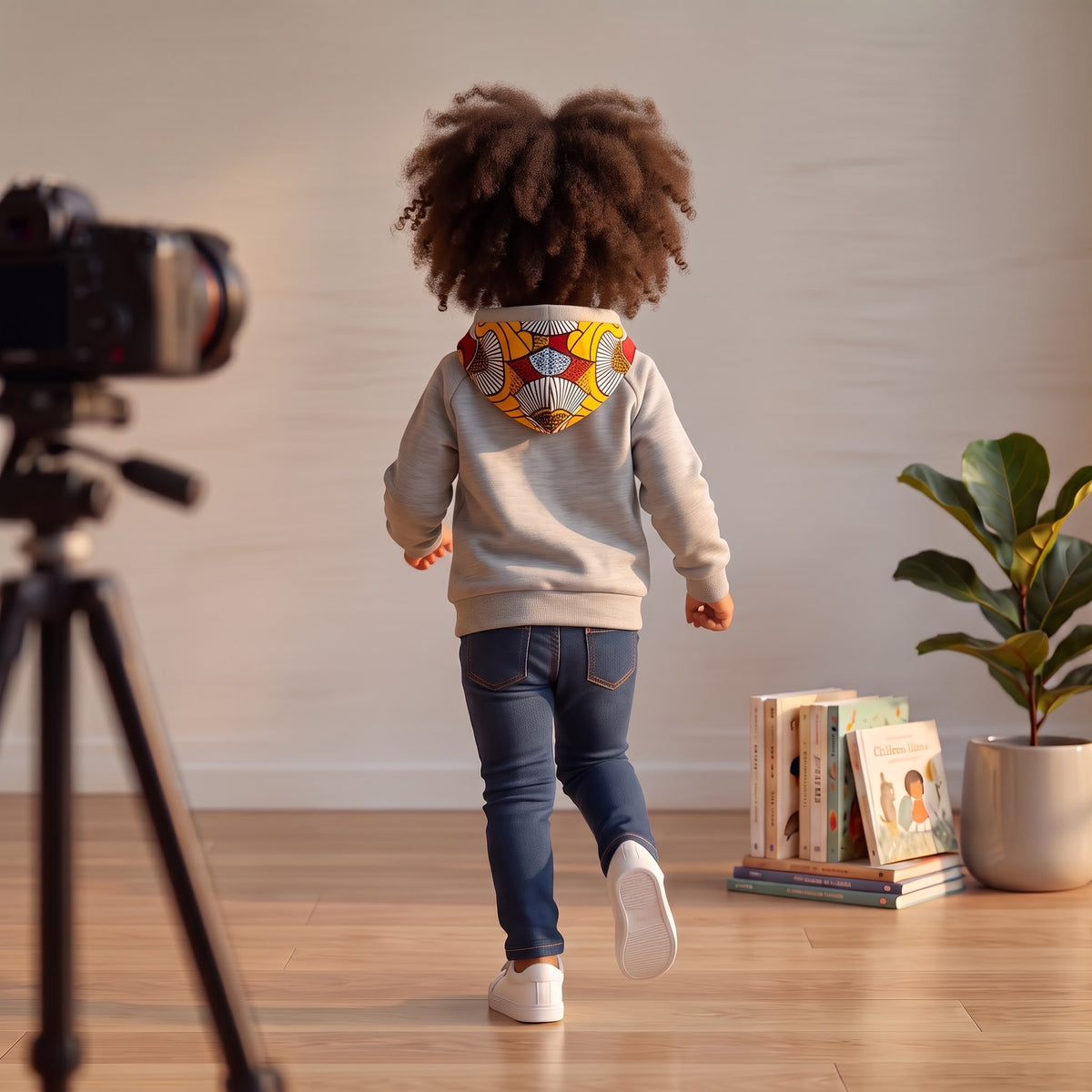 Sweat mixte à capuche enfant MPESA gris – Personnalisé en wax