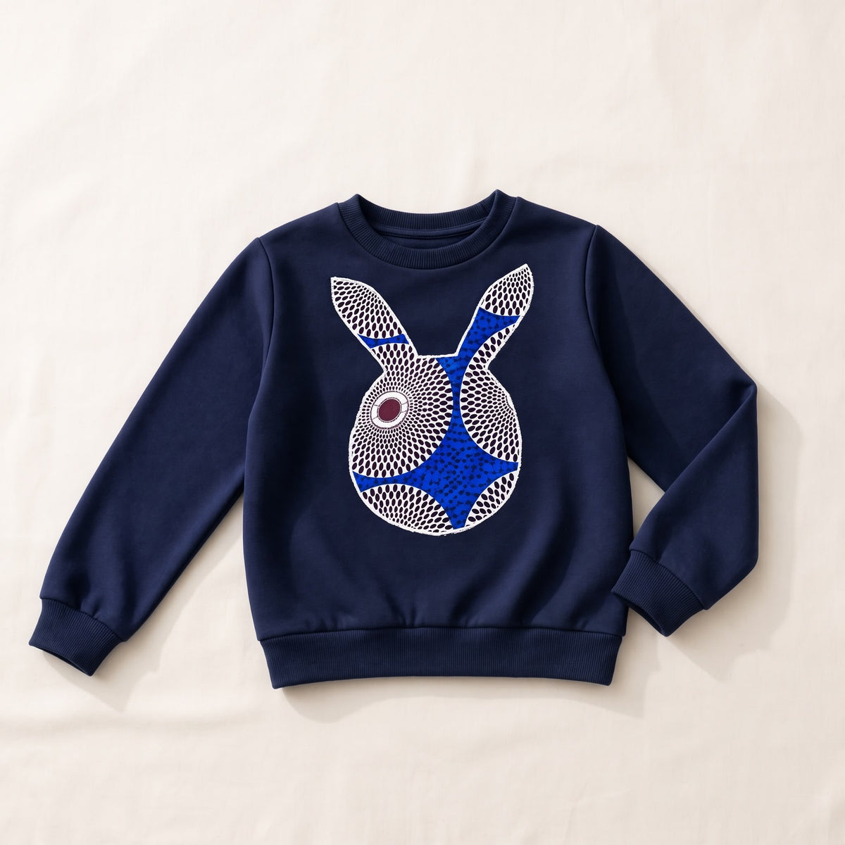 Sweat-shirt mixte enfant MBEMA Bleu Wax Afro Moderne – 2 à 12 ans (Fait Main)