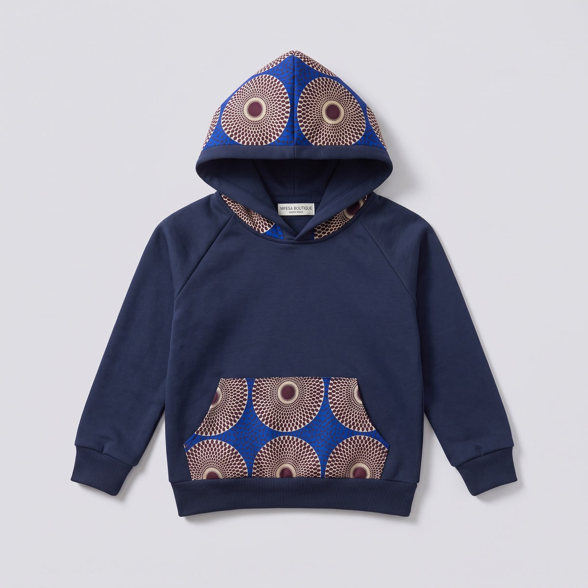 Sweat-shirt enfant à capuche MBEMA – Fait main – Coton 100 % doux et wax coloré – Mixte 4 à 14 ans