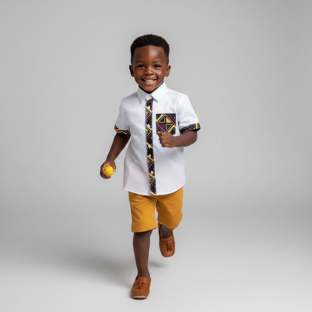 Chemise wax garçon BOGOLAN – tenue africaine enfant 100% coton