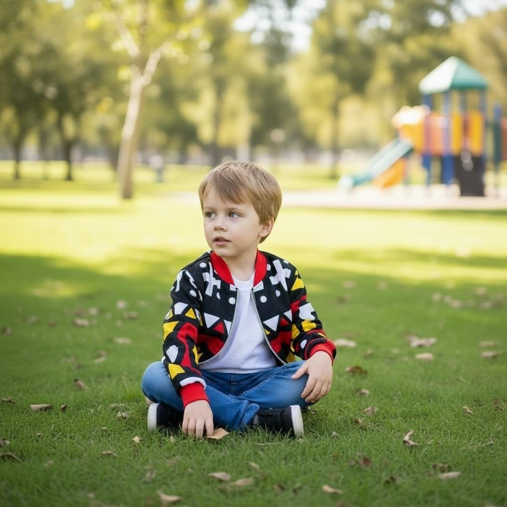 Bomber wax enfant DIBA rouge – veste africaine stylée mixte