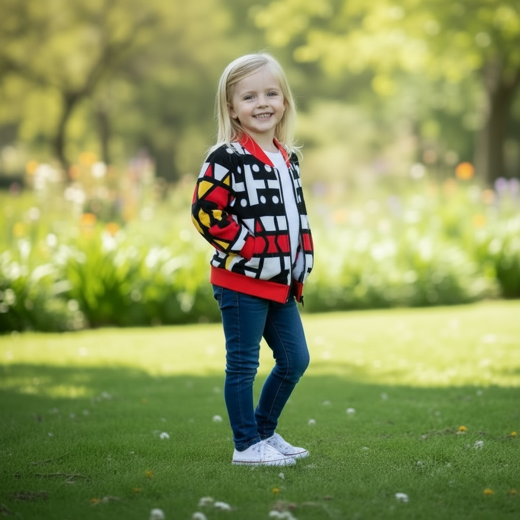 Bomber wax enfant DIBA rouge – veste africaine stylée mixte