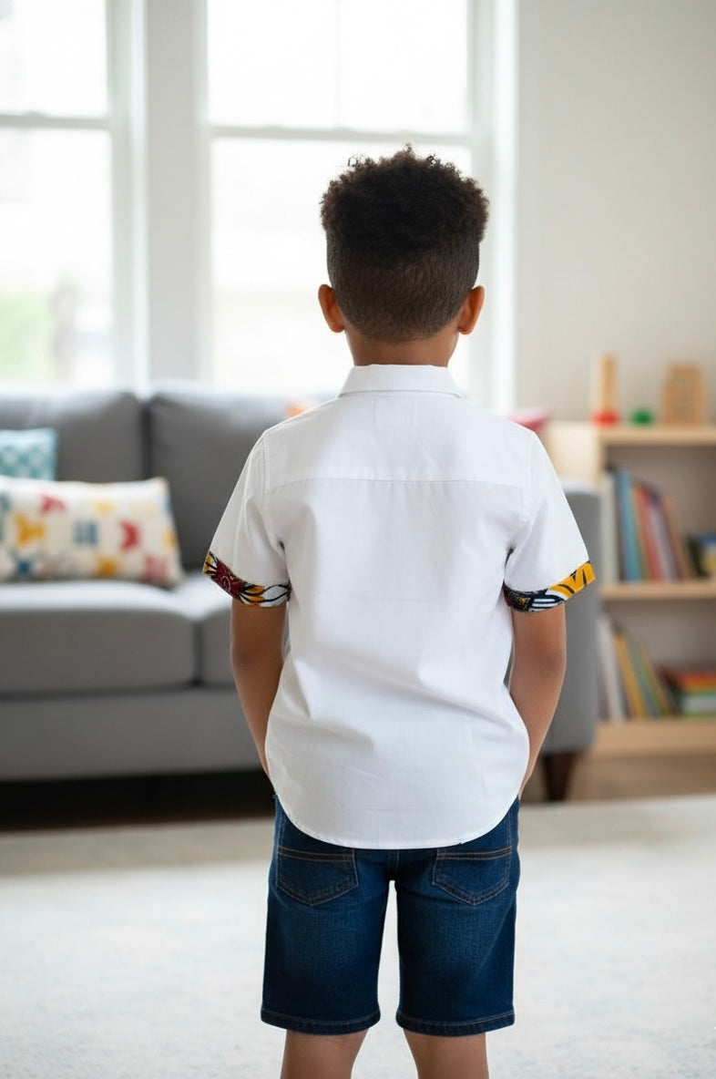 Chemise enfant wax col et poche personnalisés fait main