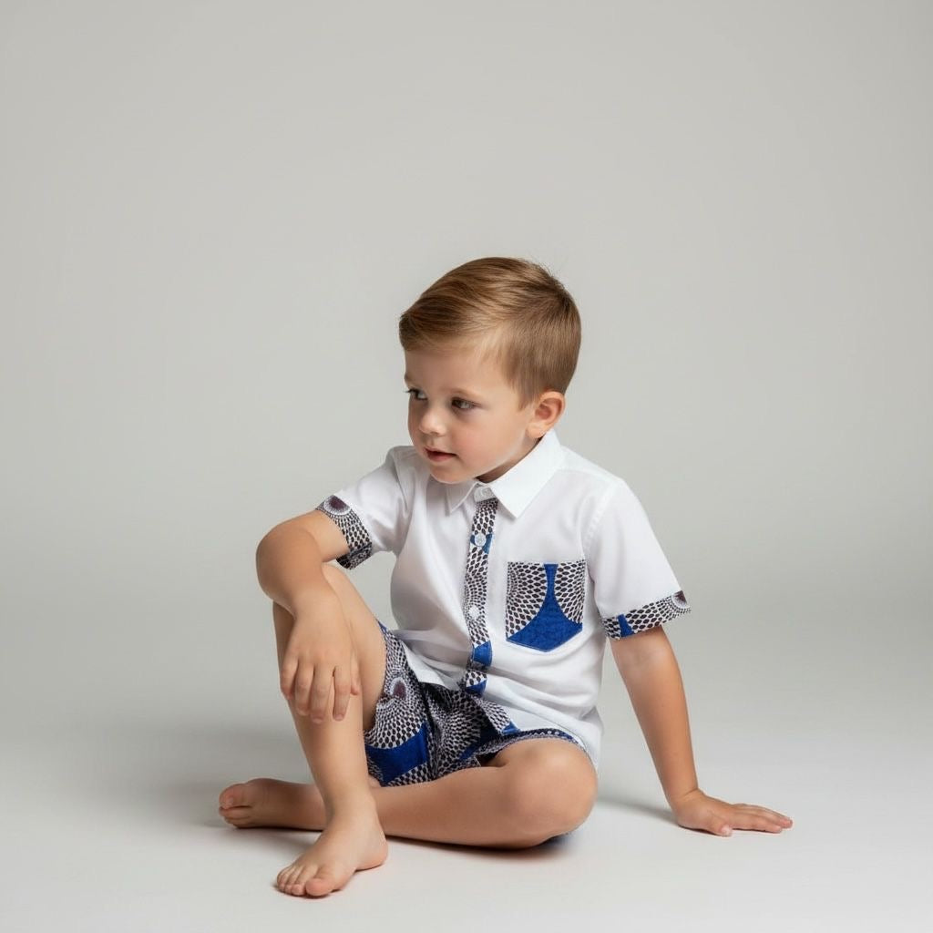Ensemble garçon wax MBEMA Signature – tenue africaine enfant
